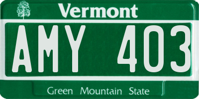 VT license plate AMY403