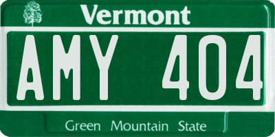VT license plate AMY404