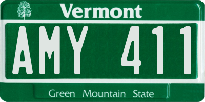 VT license plate AMY411