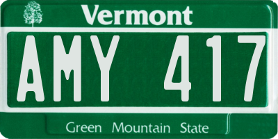 VT license plate AMY417