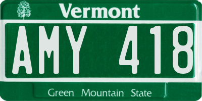 VT license plate AMY418