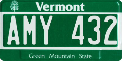 VT license plate AMY432
