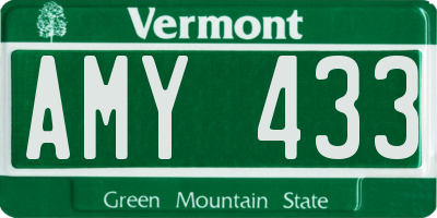 VT license plate AMY433