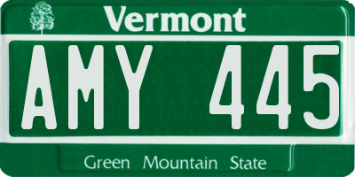 VT license plate AMY445