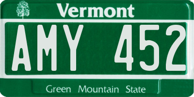 VT license plate AMY452