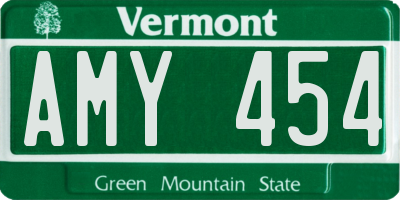 VT license plate AMY454