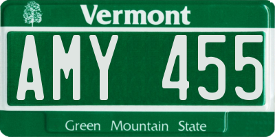 VT license plate AMY455