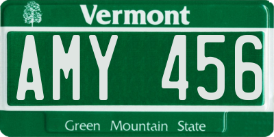 VT license plate AMY456