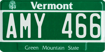VT license plate AMY466