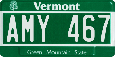VT license plate AMY467