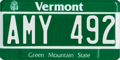 VT license plate AMY492