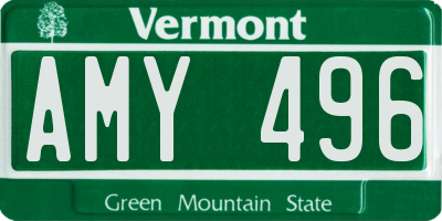 VT license plate AMY496
