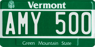 VT license plate AMY500