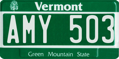 VT license plate AMY503