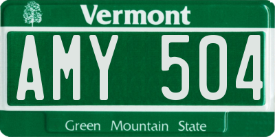 VT license plate AMY504