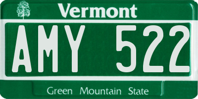 VT license plate AMY522