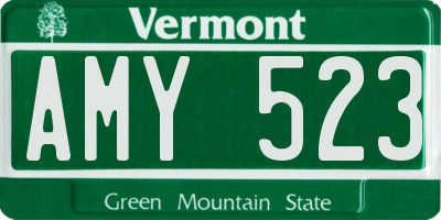 VT license plate AMY523