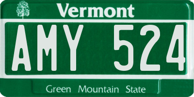 VT license plate AMY524