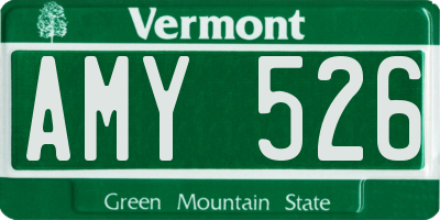 VT license plate AMY526