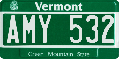VT license plate AMY532