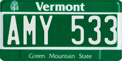 VT license plate AMY533