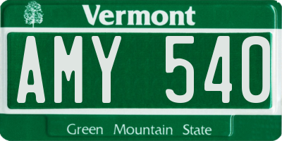 VT license plate AMY540