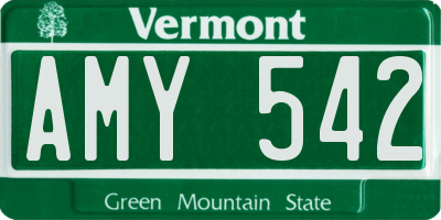 VT license plate AMY542