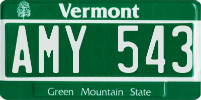 VT license plate AMY543