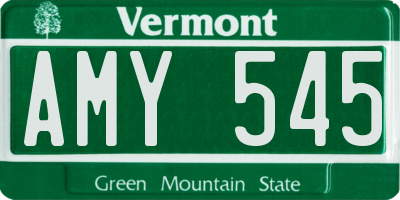 VT license plate AMY545