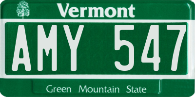 VT license plate AMY547