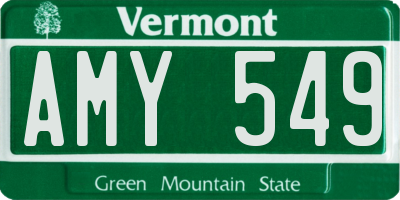 VT license plate AMY549