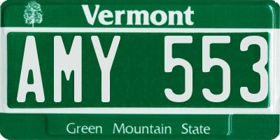 VT license plate AMY553