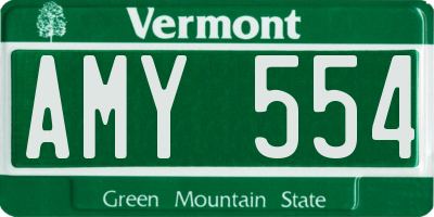 VT license plate AMY554