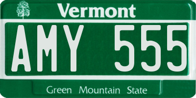 VT license plate AMY555