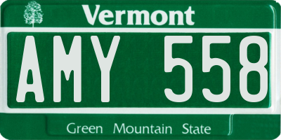 VT license plate AMY558