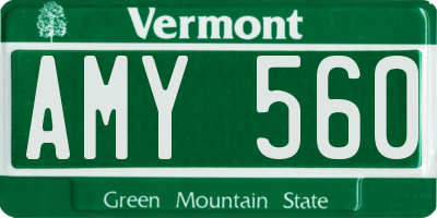 VT license plate AMY560
