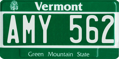 VT license plate AMY562