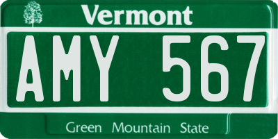 VT license plate AMY567