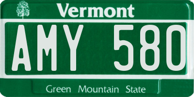 VT license plate AMY580