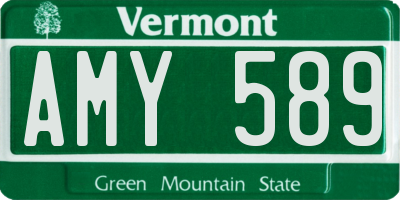 VT license plate AMY589
