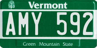 VT license plate AMY592