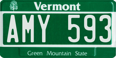 VT license plate AMY593
