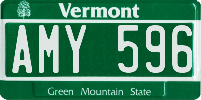 VT license plate AMY596