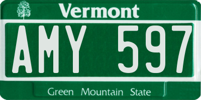 VT license plate AMY597