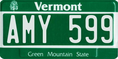 VT license plate AMY599