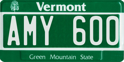 VT license plate AMY600