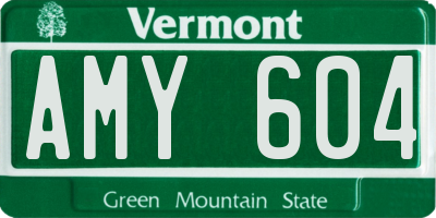 VT license plate AMY604
