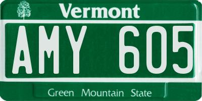 VT license plate AMY605