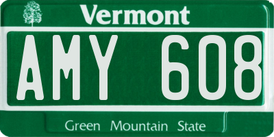 VT license plate AMY608