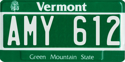 VT license plate AMY612